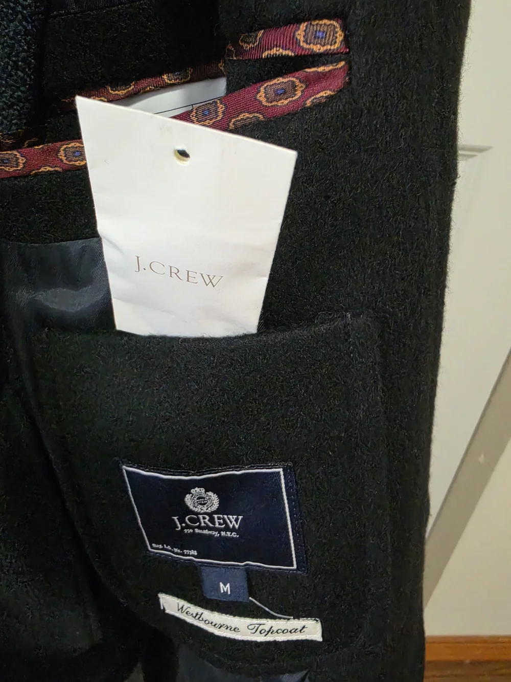 J. Crew Men's Black Westboune Topcoat-pre Owned